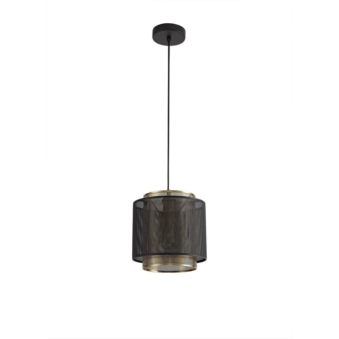 Nelson Lighting NL76039 Lassie Single Small Pendant 1 Light Adjustable Matt Black/Satin Gold