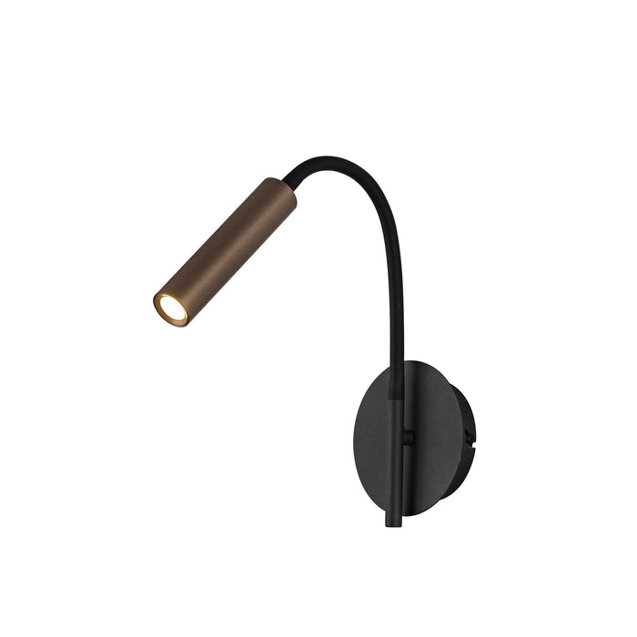 Nelson Lighting NL81859 Perla Wall Lamp 1 Light Adjustable Switched LED Black/Satin Copper