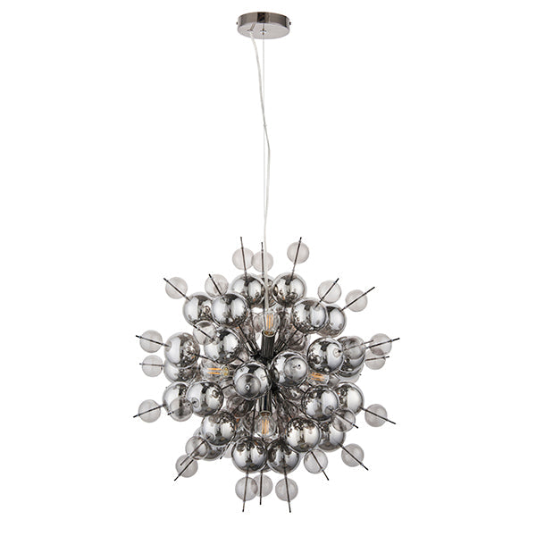 Nelson Lighting NL841583 9 Light Pendant Black Chrome Plate With Smoked Mirror & Tinted Glass