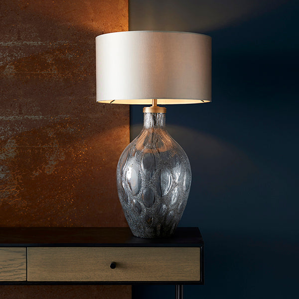 Nelson Lighting NL941148 1 Light Table Lamp Charcoal Artisan Glass & Matt Antique Brass Plate Base Only