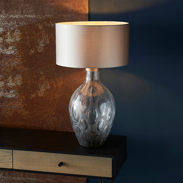 Nelson Lighting NL941148 1 Light Table Lamp Charcoal Artisan Glass & Matt Antique Brass Plate Base Only