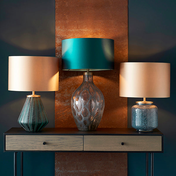 Nelson Lighting NL941148 1 Light Table Lamp Charcoal Artisan Glass & Matt Antique Brass Plate Base Only