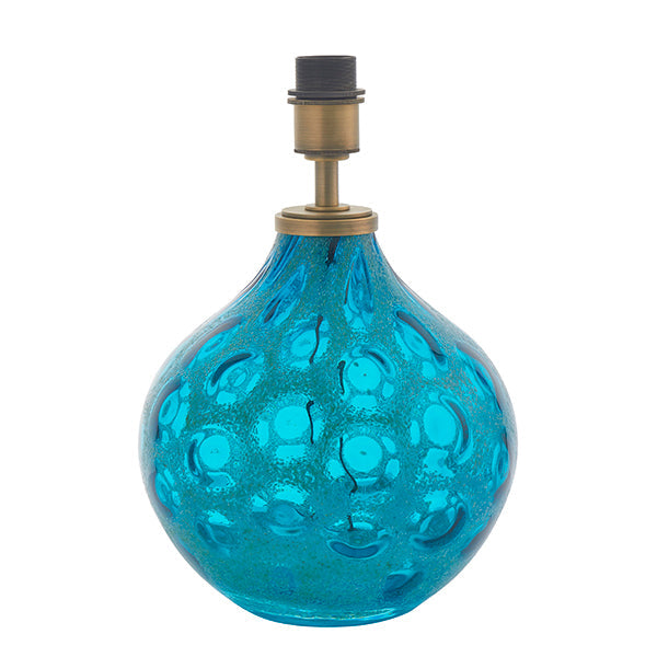 Nelson Lighting NL941187 1 Light Table Lamp Teal Artisan Glass & Matt Antique Brass Plate Base Only