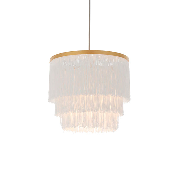 Nelson Lighting NL941551 1 Light Pendant Matt Gold Paint & White Tassels