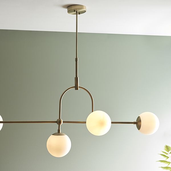 Nelson Lighting NL941893 5 Light Bar Pendant Matt Antique Brass Plate & Opal Glass