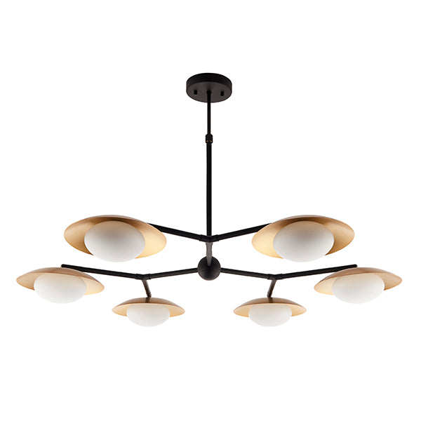 Nelson Lighting NL942035 6 Light Semi Flush Ceiling Light Gold & Dark Bronze Finish With Opal Glass