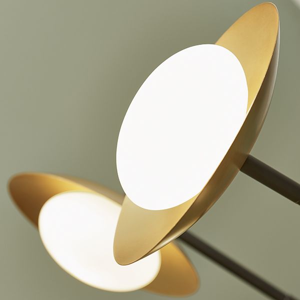 Nelson Lighting NL942035 6 Light Semi Flush Ceiling Light Gold & Dark Bronze Finish With Opal Glass