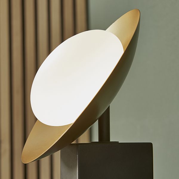 Nelson Lighting NL942038 1 Light Table Lamp Gold & Dark Bronze Finish With Opal Glass