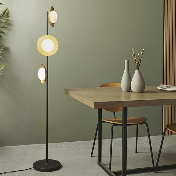 Nelson Lighting NL942039 3 Light Floor Lamp Gold & Dark Bronze Finish With Opal Glass