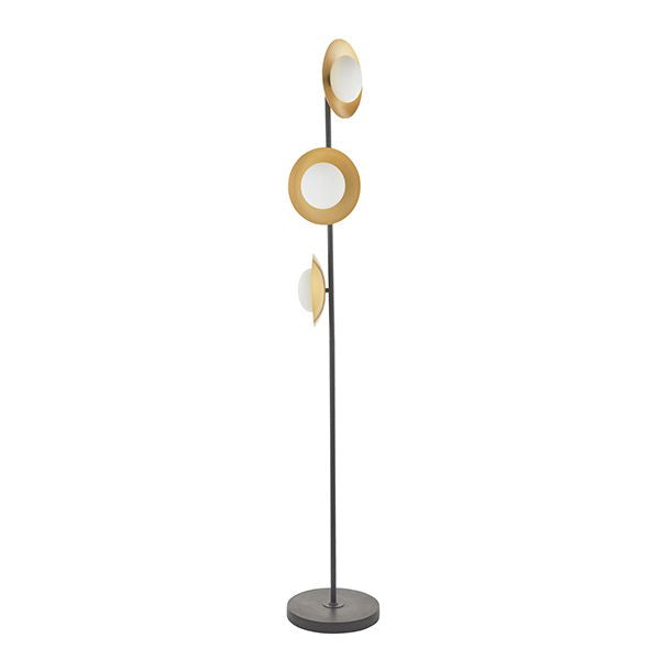 Nelson Lighting NL942039 3 Light Floor Lamp Gold & Dark Bronze Finish With Opal Glass