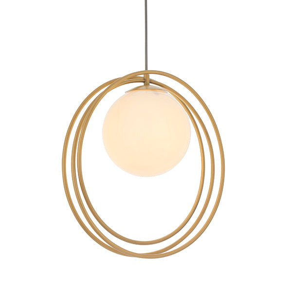 Nelson Lighting NL942488 1 Light Pendant Brushed Gold Paint & Gloss Opal Glass