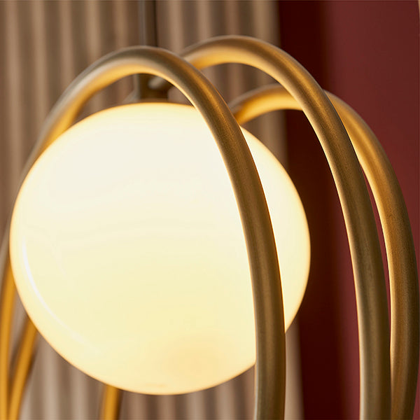 Nelson Lighting NL942489 3 Light Pendant Brushed Gold Paint & Gloss Opal Glass