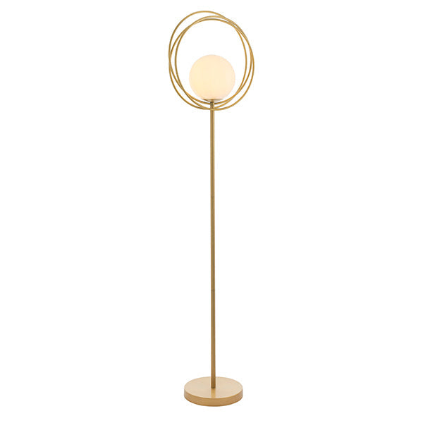 Nelson Lighting NL942492 1 Light Floor Lamp Brushed Gold Paint & Gloss Opal Glass