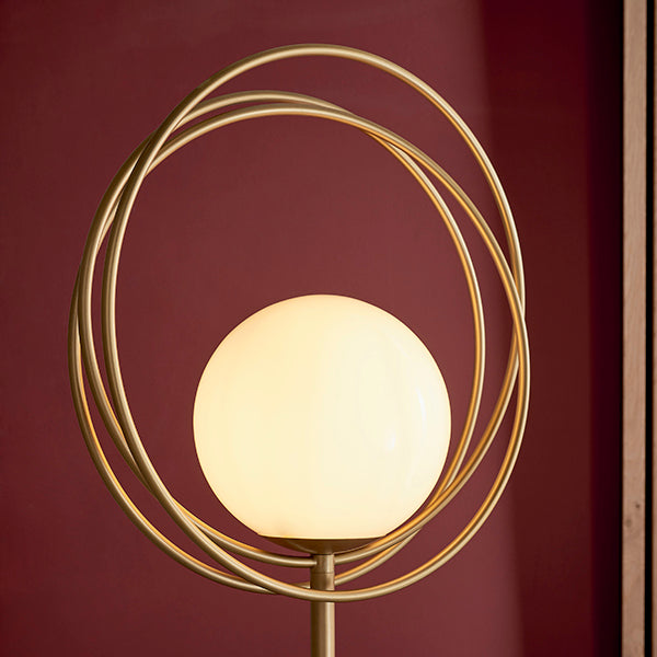 Nelson Lighting NL942492 1 Light Floor Lamp Brushed Gold Paint & Gloss Opal Glass