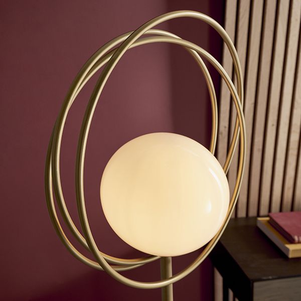 Nelson Lighting NL942492 1 Light Floor Lamp Brushed Gold Paint & Gloss Opal Glass