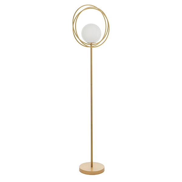 Nelson Lighting NL942492 1 Light Floor Lamp Brushed Gold Paint & Gloss Opal Glass