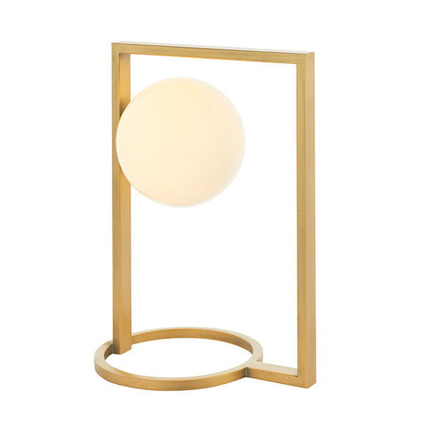 Nelson Lighting NL942493 1 Light Table Lamp Brushed Gold Finish & Gloss Opal Glass