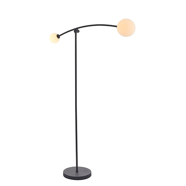 Nelson Lighting NL942604 2 Light Floor Lamp Textured Matt Black & Gloss Opal Glass