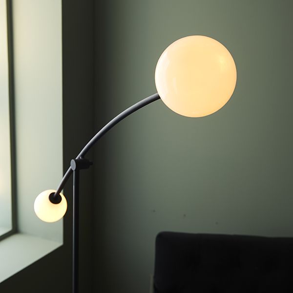 Nelson Lighting NL942604 2 Light Floor Lamp Textured Matt Black & Gloss Opal Glass