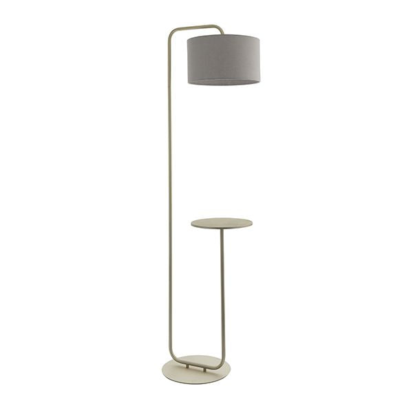 Nelson Lighting NL942620 1 Light Floor Lamp Satin Champagne Paint & Slate Grey Fabric