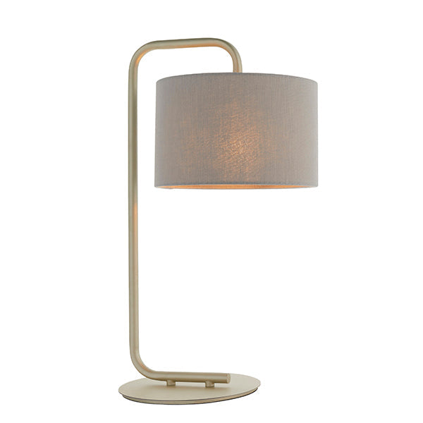 Nelson Lighting NL942621 1 Light Table Lamp Satin Champagne Paint & Slate Grey Fabric