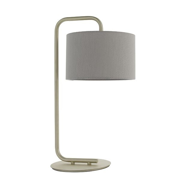 Nelson Lighting NL942621 1 Light Table Lamp Satin Champagne Paint & Slate Grey Fabric