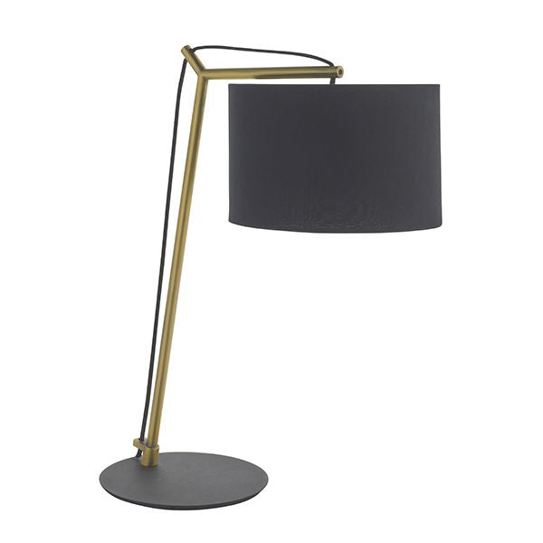 Nelson Lighting NL942625 1 Light Table Lamp Matt Brass Plate & Black Cotton Fabric