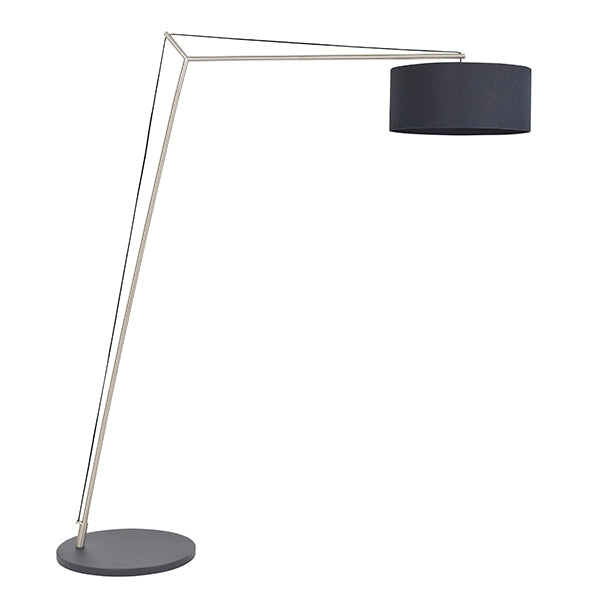 Nelson Lighting NL942627 1 Light Floor Lamp Matt Nickel Plate & Black Cotton Fabric