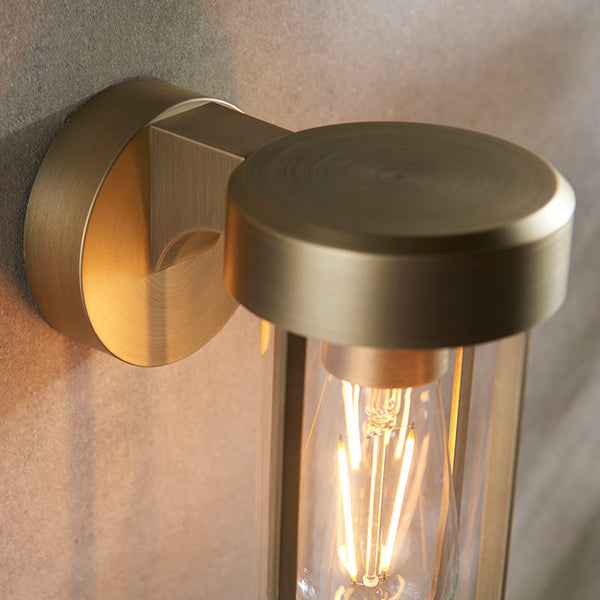 Nelson Lighting NL942855 Outdoor 1 Light Wall Light Brushed Gold Finish & Clear Glass