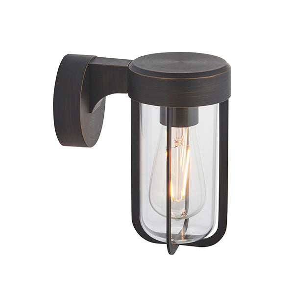 Nelson Lighting NL942857 Outdoor 1 Light Wall Light Brushed Bronze Finish & Clear Glass