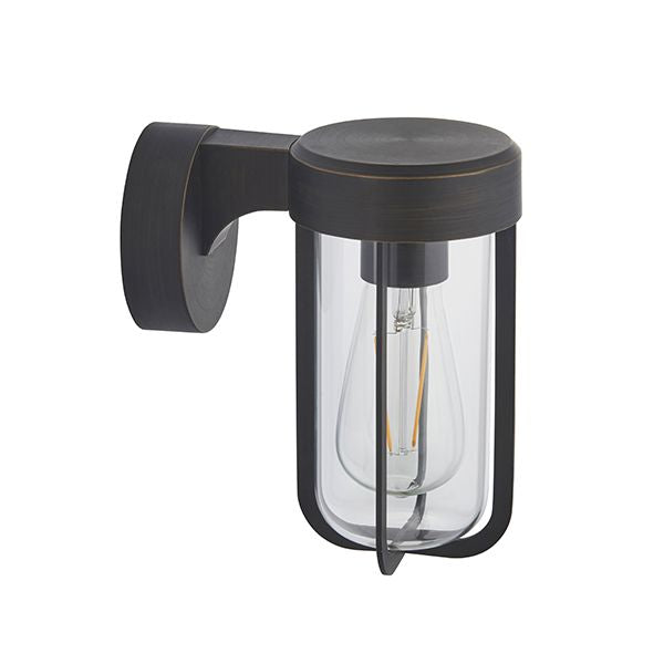 Nelson Lighting NL942857 Outdoor 1 Light Wall Light Brushed Bronze Finish & Clear Glass