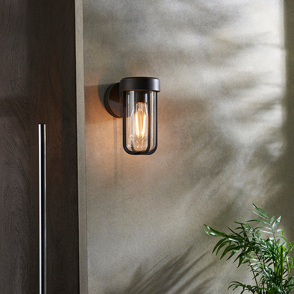 Nelson Lighting NL942857 Outdoor 1 Light Wall Light Brushed Bronze Finish & Clear Glass