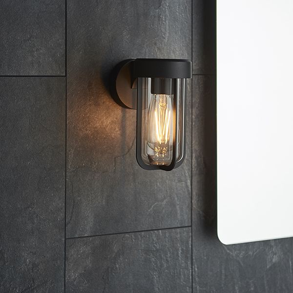 Nelson Lighting NL942859 Outdoor 1 Light Wall Light Matt Black Finish & Clear Glass