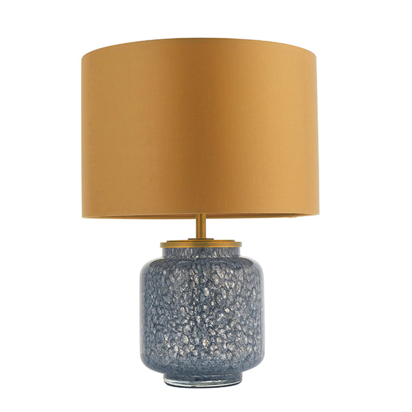 Nelson Lighting NL943067 1 Light Table Lamp Cobalt Glass & Gold Satin Fabric