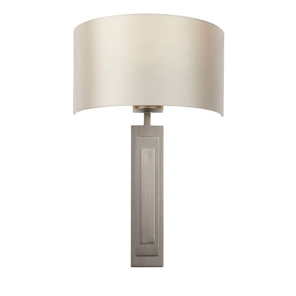 Nelson Lighting NL945271 1 Light Wall Light Brushed Bronze Plate & Mink Satin Fabric Shade