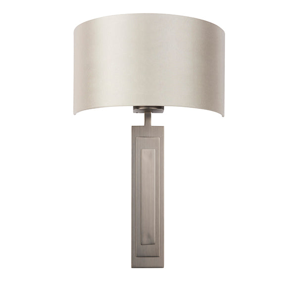 Nelson Lighting NL945271 1 Light Wall Light Brushed Bronze Plate & Mink Satin Fabric Shade