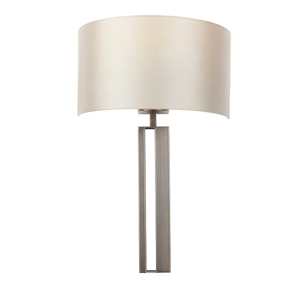 Nelson Lighting NL945449 1 Light Wall Light Brushed Bronze Plate & Mink Satin Fabric Shade