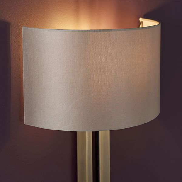 Nelson Lighting NL945452 1 Light Wall Light Matt Antique Brass Plate & Mink Satin Fabric Shade