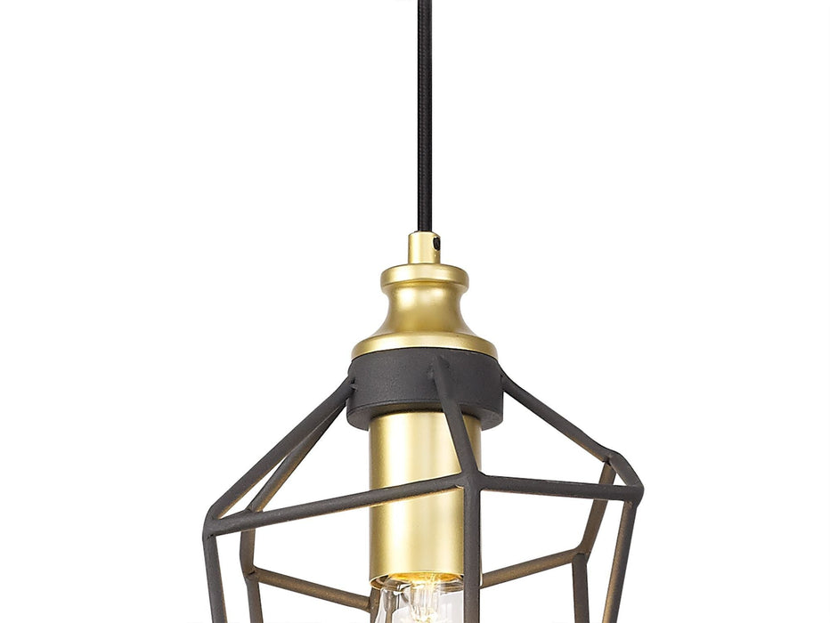 Nelson Lighting NL71279 Davie Small Pendant Painted Gold & Sand Black