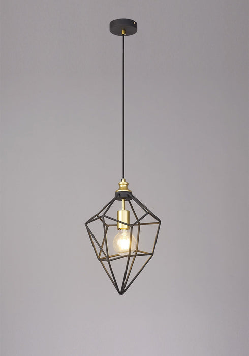 Nelson Lighting NL71289 Davie Medium Pendant Painted Gold & Sand Black