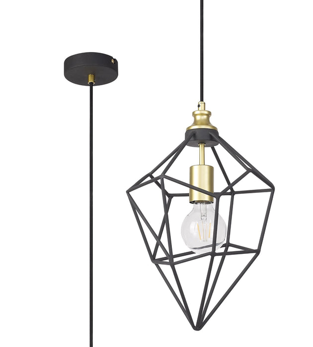 Nelson Lighting NL71289 Davie Medium Pendant Painted Gold & Sand Black