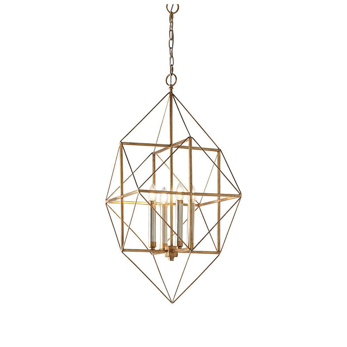 Nelson Lighting NL840228 4 Light Pendant Antique Gold & Silver Leaf